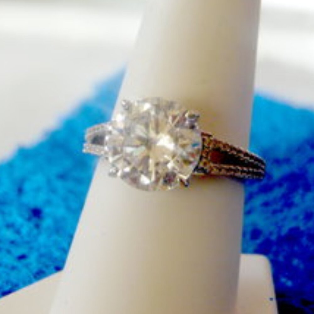 Radiance by Absolute Round Solitaire Simulated Diamond Ring Size 8.